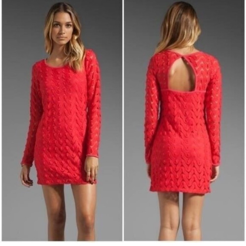 Free People Wild Thing Long Sleeve Crochet Mini NWOT